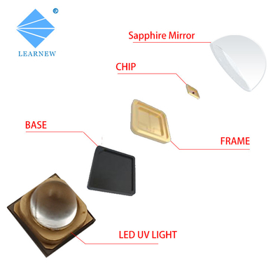 Microprocesador óptico 340-350nm del poder UVB SMD LED de 3W 80-120mW del curado/de la capa 3838