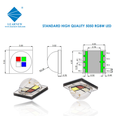 12W SMD5050 RGBW Chips 350mA 620-630nm 520-530nm 460-470nm 3000K para luces de escenario