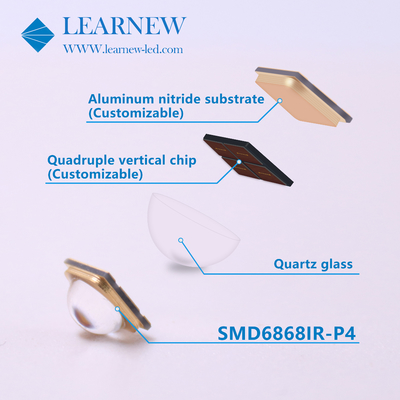 Chips LED IR de alta densidad e intensidad de 5-8W para longitud de onda dominante 730-950MM
