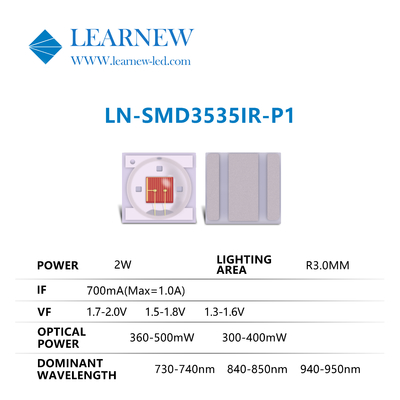 3535 2w 730nm 950nm IR LED chips de larga duración con super potencia para la serie IR