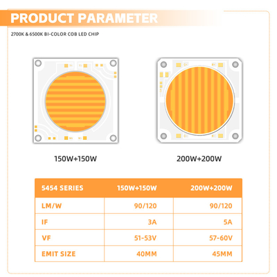 5454 Bicolor 2700k 6500k Cct Alta potencia 1500w 200w Cob Led Chip Module para lámpara de fotografía