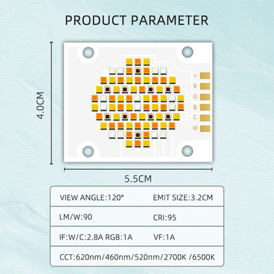 180W Chip LED de cinco colores COB RGBCW Chip LED de alta potencia VF 24V EMIT Tamaño 32mm