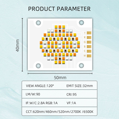 180W CRI 95 RGBWC Chip LED de cinco colores COB para LED de alta potencia de DC 21v 24v 26v 36v 48v