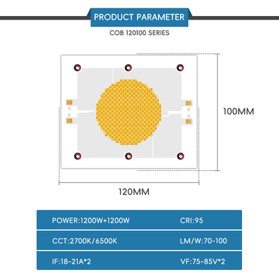 1200W+1200W Bicolor COB 2700K 6500K CCT Alta potencia 1200W+1200W COB 120mm*100mm Modulo de chip LED Ra95+ para luces de fotografía
