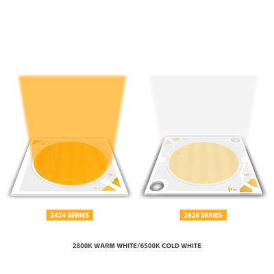 Chip LED bicolor 2424 serie 40W 40W 2800K/6500K CCT 100/110 LM/W 1100MA IF 36V-38V Para luz de fotografía Chip LED