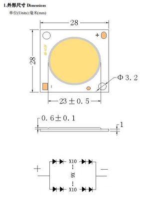 High CRI 95 97 98 LED COB Chip for Photography Light with Dimmable Function