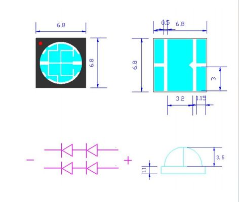 Chip LED UVA de alta emisión 10W SMD6868 365nm, brillo púrpura, para aplicaciones de curado UV con luz no visible