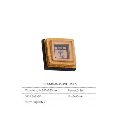 8-12mW 0.5w 3535 Muy profundo UVC 120 grados 270-280nm UV Ultravioleta UVC módulos de diodo de led