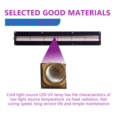Larga vida útil AC220V 1200W Sistema UV LED de curado 395nm Longitud 310mm Máquinas de impresión 12w/cm2 0-12V Atenuación Impresora Offset