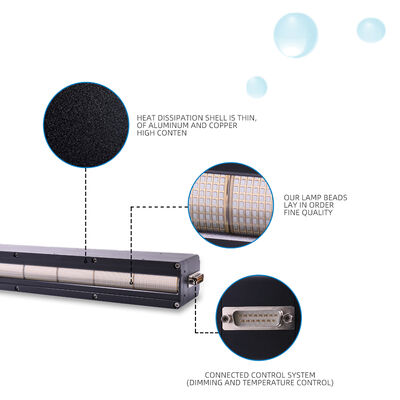 Larga vida útil AC220V 1200W Sistema UV LED de curado 395nm Longitud 310mm Máquinas de impresión 12w/cm2 0-12V Atenuación Impresora Offset
