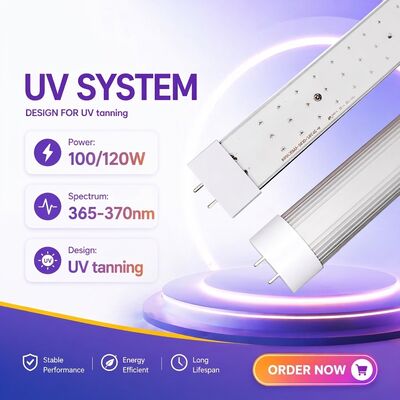 Tubos UV de gran tamaño con alta salida eritémica de 365Nm Tubos UV con certificaciones industriales completas Tubos UV para lecho solar 100W 120W
