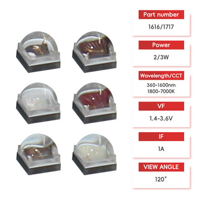 LEARNEW Chip LED de Alta Potencia 2W 3W ALN con Cobre, Espectro Amplio 1800K-700K, Ángulo de Visión de 120°, 2.8-3.4V, Color Personalizable